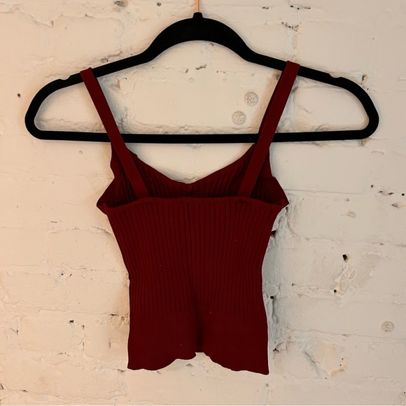 Maroon Rib Crop Tank - Picture 2 of 2
